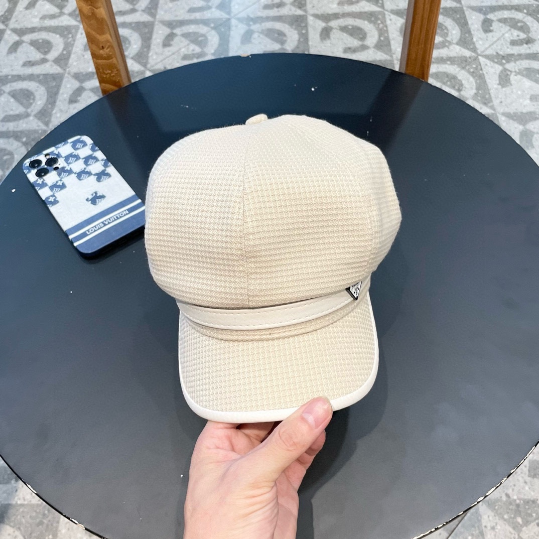 普拉达Prada时尚复古八角帽男女通用显脸小轻薄透气休闲百搭时尚简约四季适用