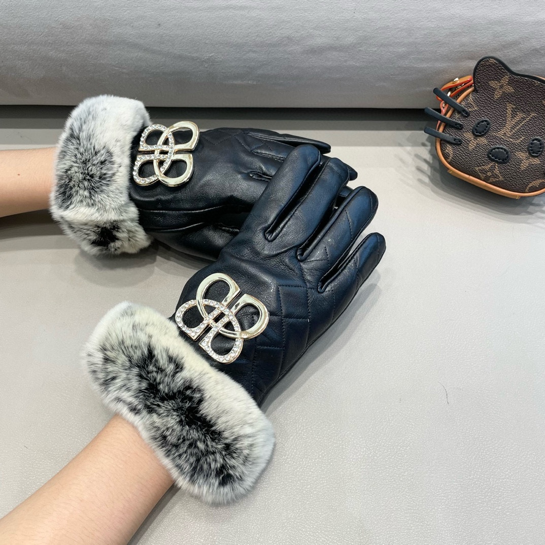 Parisian Rabbit Hair Gloves: 100% Lamb-Skin, Warm, Comfortable, High-Quality - 图片 1