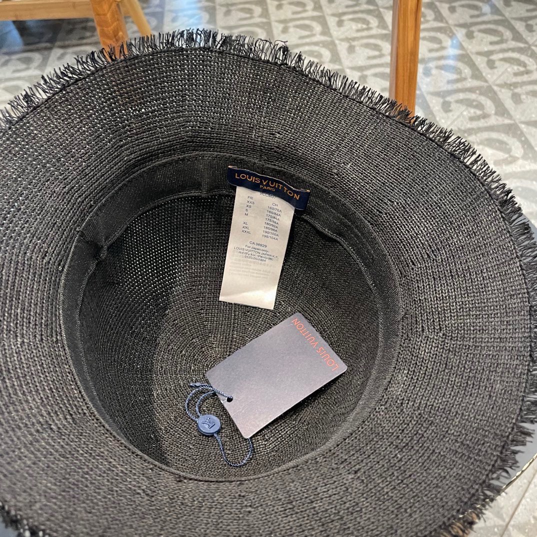 lv路易威登2024新款日系气质渔夫帽子女出游甜美百搭防晒流苏镂空遮阳草帽潮