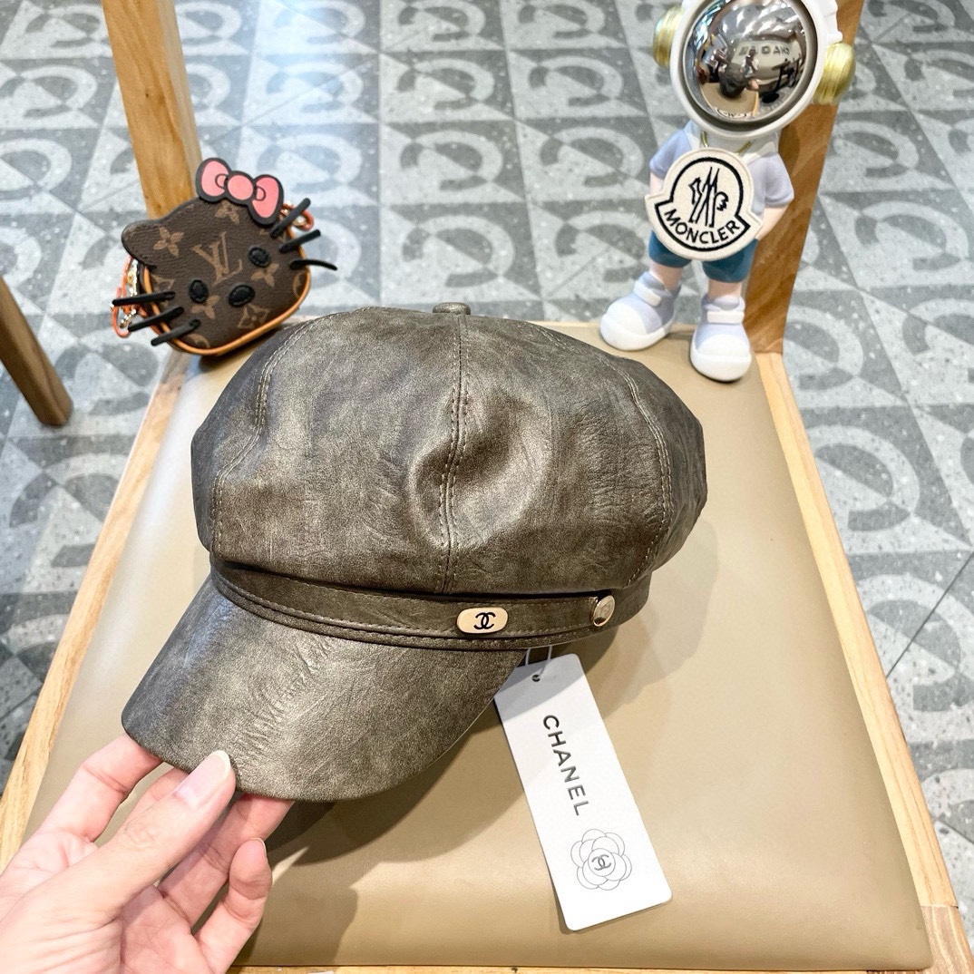 NO:216740,Chanel old retro leather octagonal hat women's big head beret high quality PU baseball cap face little painter hat hat fisherman hat baseball cap knit hat, hat, chanel, chanel, espadrilles, hats19860909Chane香奈儿做旧复古皮质八角帽女大头围贝雷帽高品质PU鸭舌帽显脸小画家帽子帽子渔夫帽棒球帽针织帽,帽子,chanel,chanel,espadrilles,hats,hat
