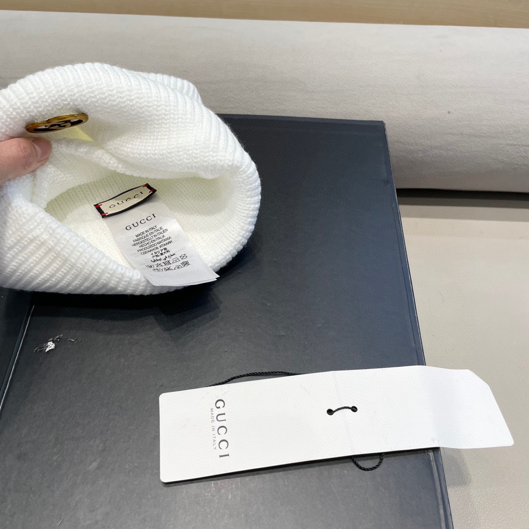  Gucci色美式针织冷帽大头围毛线帽子女保暖堆堆帽大脸显脸小护耳帽黑