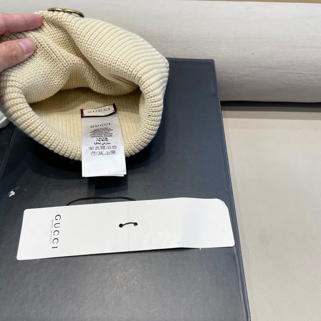  Gucci色美式针织冷帽大头围毛线帽子女保暖堆堆帽大脸显脸小护耳帽黑