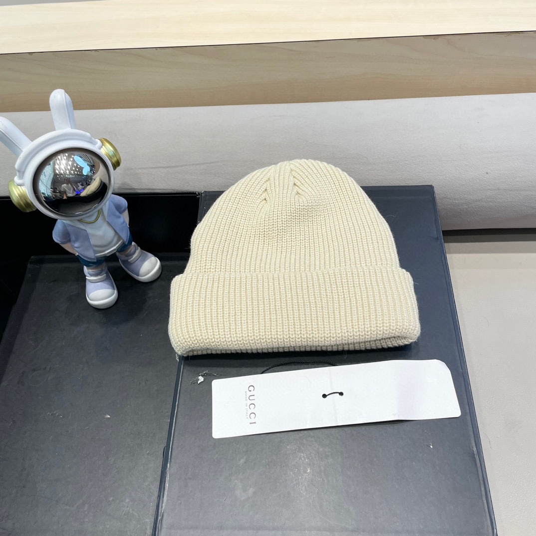  Gucci色美式针织冷帽大头围毛线帽子女保暖堆堆帽大脸显脸小护耳帽黑