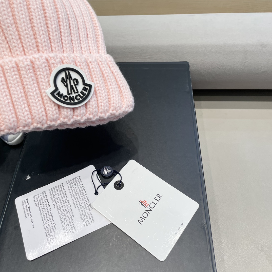 moncler针织帽秋冬新款帽子女士毛线帽仿狐狸毛球球帽假毛球加厚保暖帽子