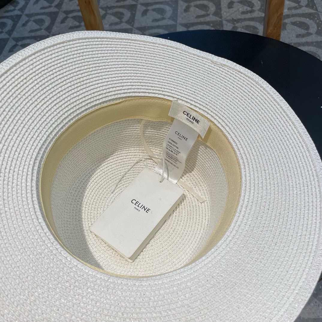  塞琳celien新款草帽，皮带平顶礼帽，头围57cm