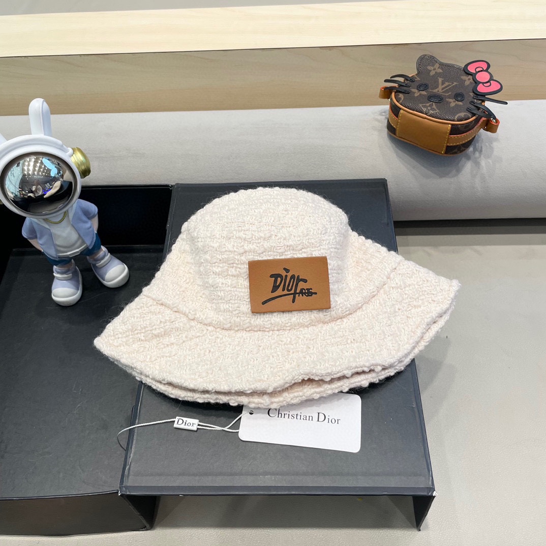 DIOR迪奥 格纹渔夫帽女夏季时尚显脸小渔夫帽帽子百搭出游遮阳帽防晒盆帽 DIOR迪奥 格纹渔夫帽女夏季