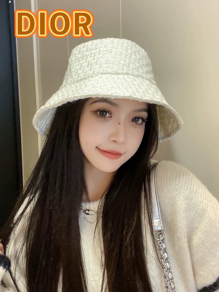 DIOR迪奥 格纹渔夫帽女夏季时尚显脸小渔夫帽帽子百搭出游遮阳帽防晒盆帽 DIOR迪奥 格纹渔夫帽女夏季