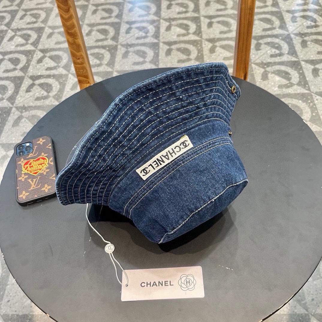  Chanel香奈儿 牛仔帽女春夏四季款渔夫帽子户外登山防晒露营徒步卷边辣妹盆帽