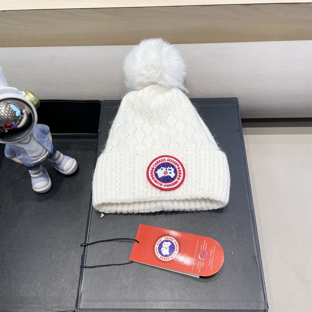 NO:217176,Canada GOOSE Big Goose Real Fox Wool Ball Wool Hat Autumn and Winter Plus Fleece Thickened Knitted Women's Warm Pullover Hat Fisherman Hat Baseball Hat Knitted Hats, Hats19860909加拿大GOOSE大鹅真狐狸毛球毛线帽秋冬加绒加厚针织女保暖套头帽帽子渔夫帽棒球帽针织帽,帽子,espadrilles,hats,hat