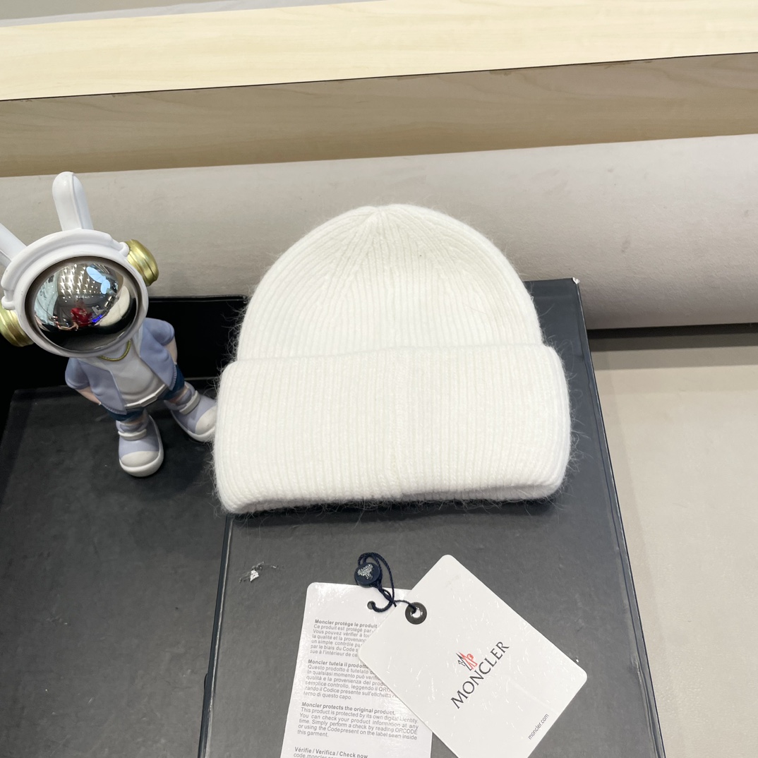 moncler【官网正品】蒙口米色针织帽男女秋冬季毛线帽百搭显脸小保暖冷帽