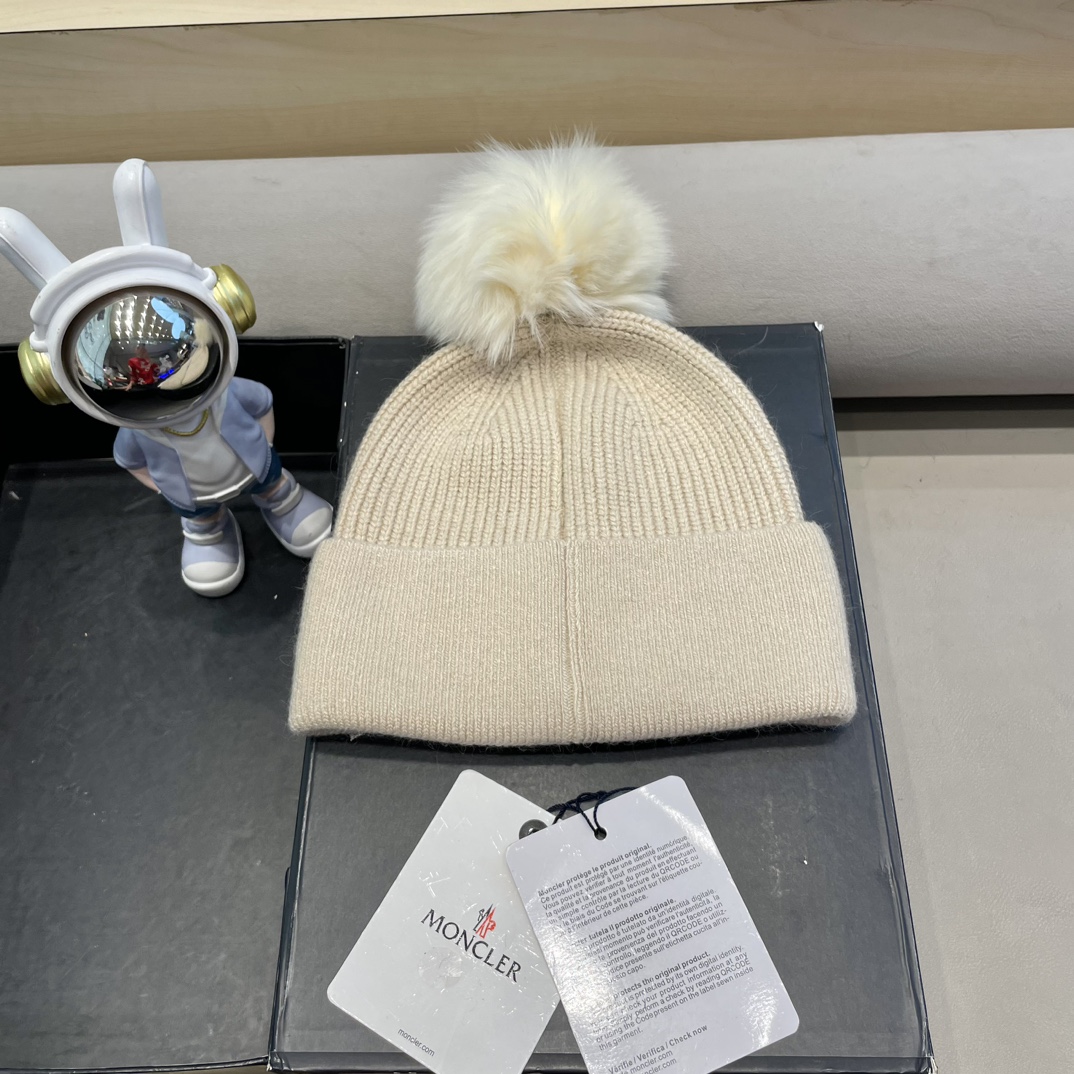  蒙口羊毛🦙加兔毛针织帽子女士秋冬季毛球加厚款保暖护耳百搭韩毛线帽堆堆帽潮