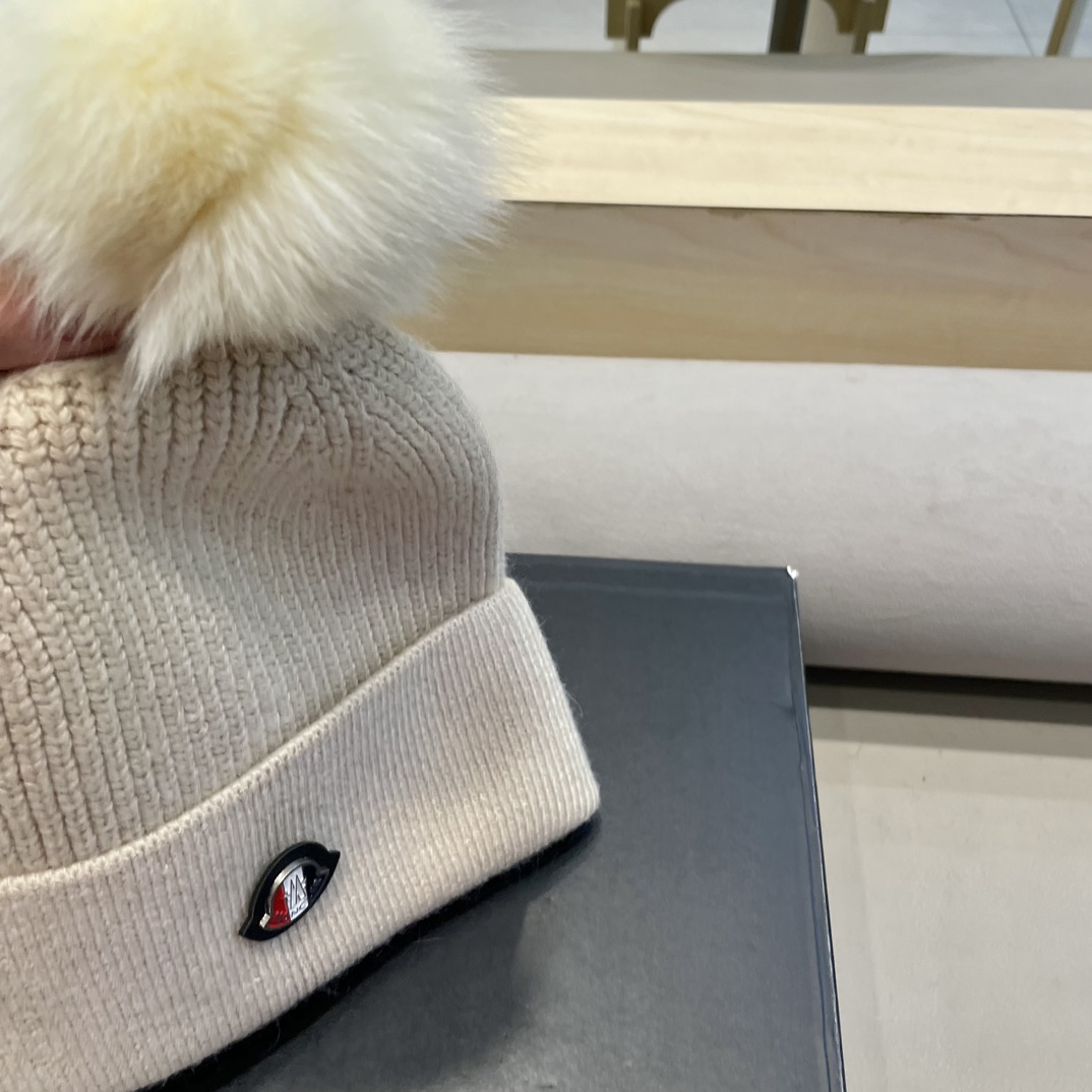  蒙口羊毛🦙加兔毛针织帽子女士秋冬季毛球加厚款保暖护耳百搭韩毛线帽堆堆帽潮