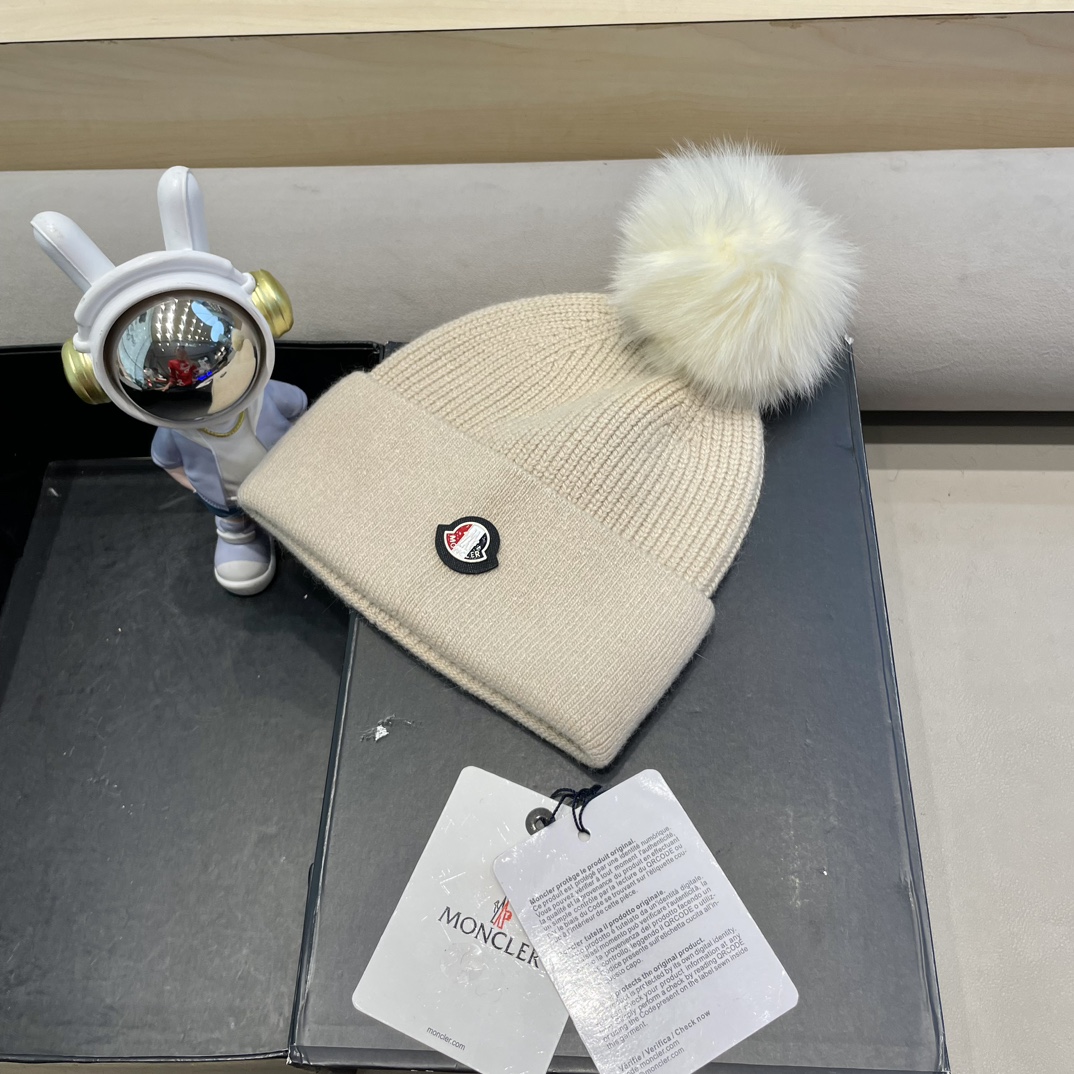  蒙口羊毛🦙加兔毛针织帽子女士秋冬季毛球加厚款保暖护耳百搭韩毛线帽堆堆帽潮