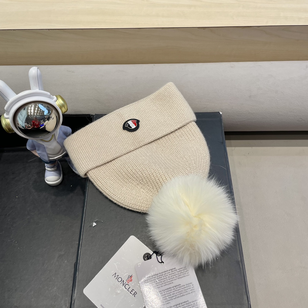  蒙口羊毛🦙加兔毛针织帽子女士秋冬季毛球加厚款保暖护耳百搭韩毛线帽堆堆帽潮