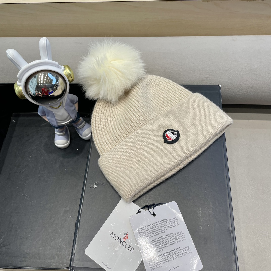  蒙口羊毛🦙加兔毛针织帽子女士秋冬季毛球加厚款保暖护耳百搭韩毛线帽堆堆帽潮