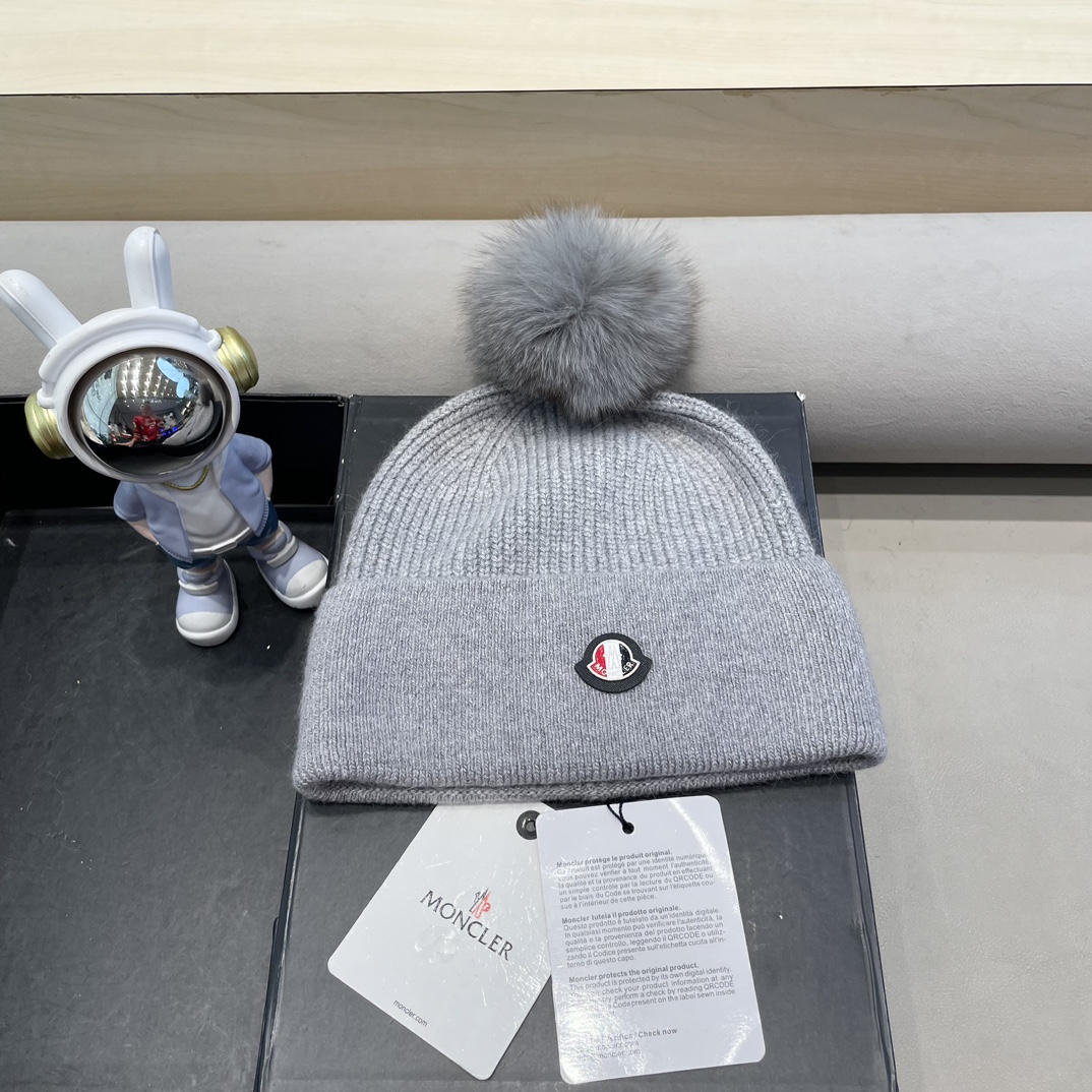  蒙口🦙加兔毛针织帽子女士秋冬季毛球加厚款保暖护耳百搭韩毛线帽堆堆帽潮