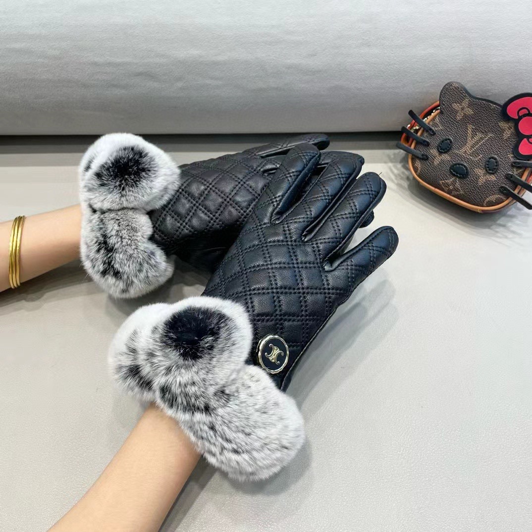 Céline Lazy Bunny’s New Lamb-Skin Fashion Gloves for Autumn and Winter Warmth - 图片 3