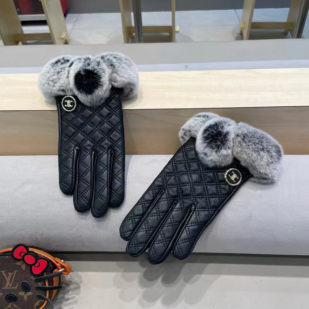 Céline Lazy Bunny’s New Lamb-Skin Fashion Gloves for Autumn and Winter Warmth - 图片 6