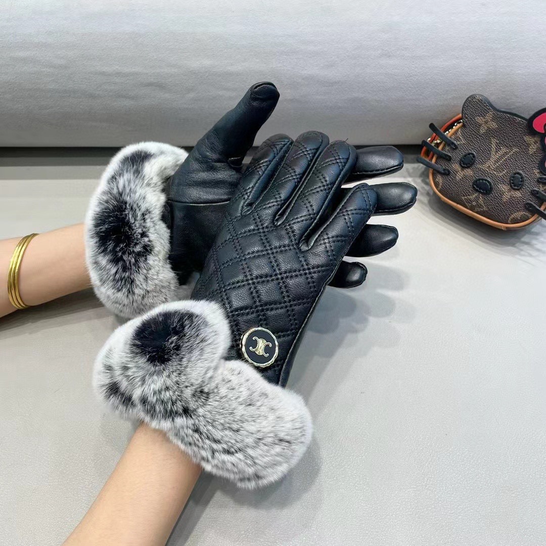 Céline Lazy Bunny’s New Lamb-Skin Fashion Gloves for Autumn and Winter Warmth - 图片 1