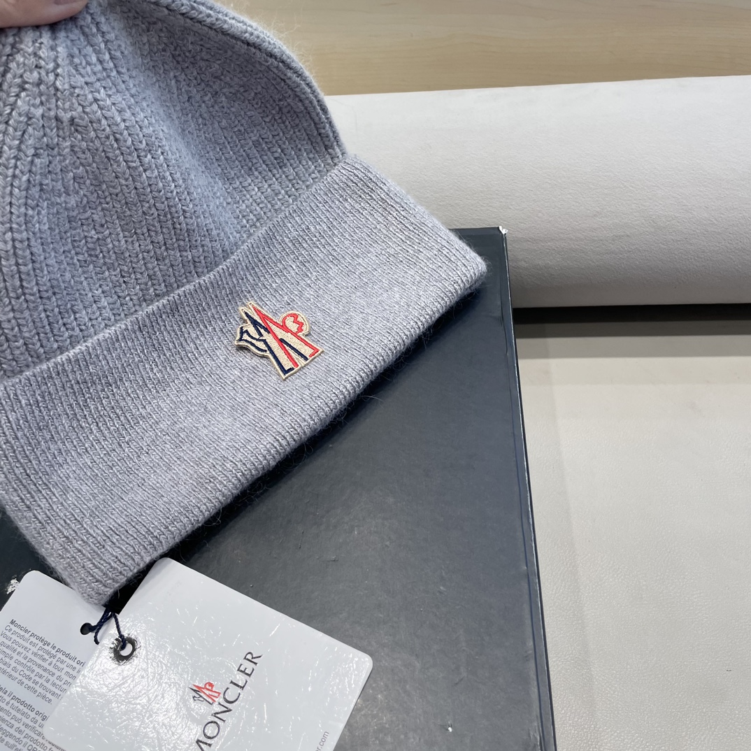 moncler羊毛针织帽子女士秋冬季毛球加厚款保暖护耳百搭韩毛线帽堆堆帽潮