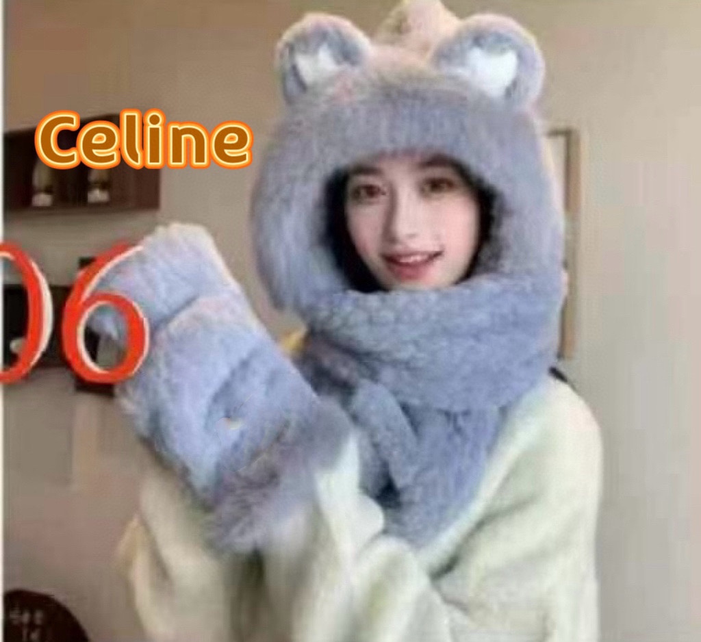 NO:220242,Celine Celine Bear Hat Scarf Three-piece Set Cute Bicycle Scarf Integrated Thickened Warm Scarf Gloves Windproof Scarf Hat Fisherman's Hat Baseball Hood Knitted Hats, Hats, Celine, espadrilles, gloves, hats19860909塞琳Celine小熊帽子围巾三件套可爱骑车围巾一体加厚保暖围脖手套防风围巾帽子渔夫帽棒球帽针织帽,帽子,celine,espadrilles,gloves,hats,hat