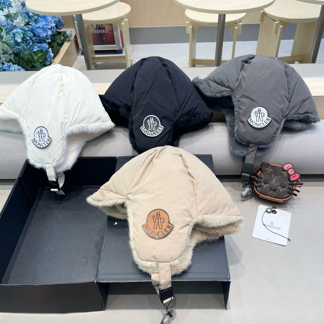 moncler东北雷锋帽秋冬季户外骑电动车防寒保暖护耳帽大头围羽绒棉帽子潮