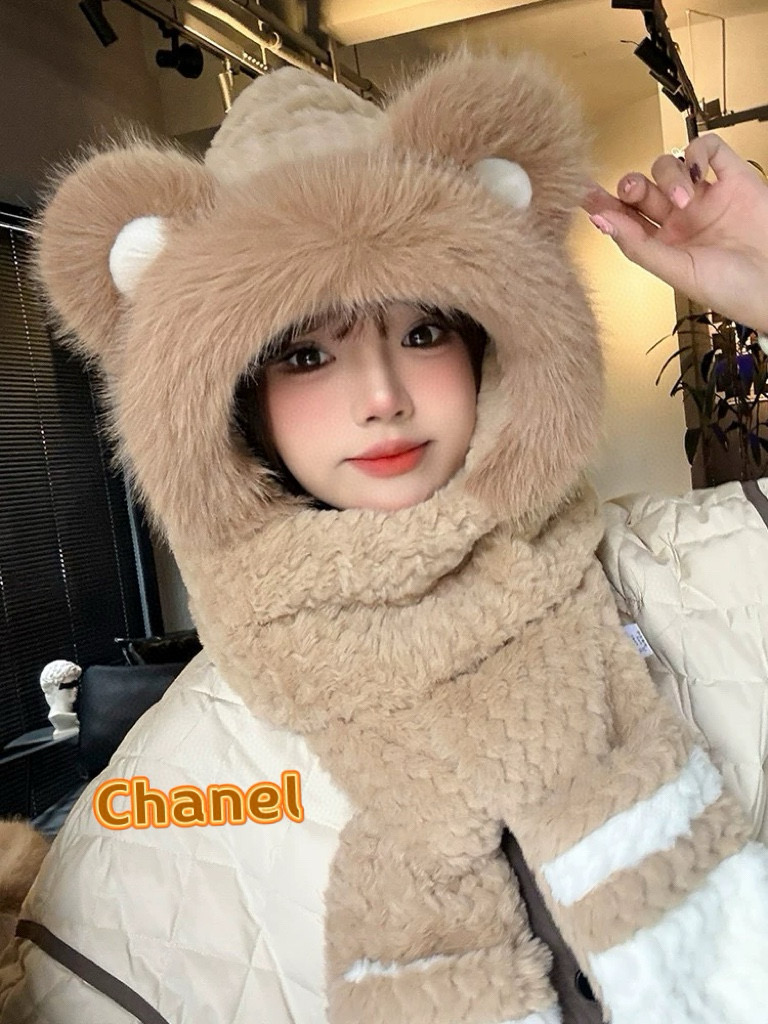 NO:218788,Chanel new cold-proof and warm bear plush hat scarf gloves integrated women's winter thickened ear protection cycling hat fisherman hat baseball hat knit hat, hat, chanel, espadrilles, gloves, hats19860909Chanel新款防寒保暖小熊毛绒帽子围巾手套一体女冬季加厚护耳骑行帽帽子渔夫帽棒球帽针织帽,帽子,chanel,espadrilles,gloves,hats,hat