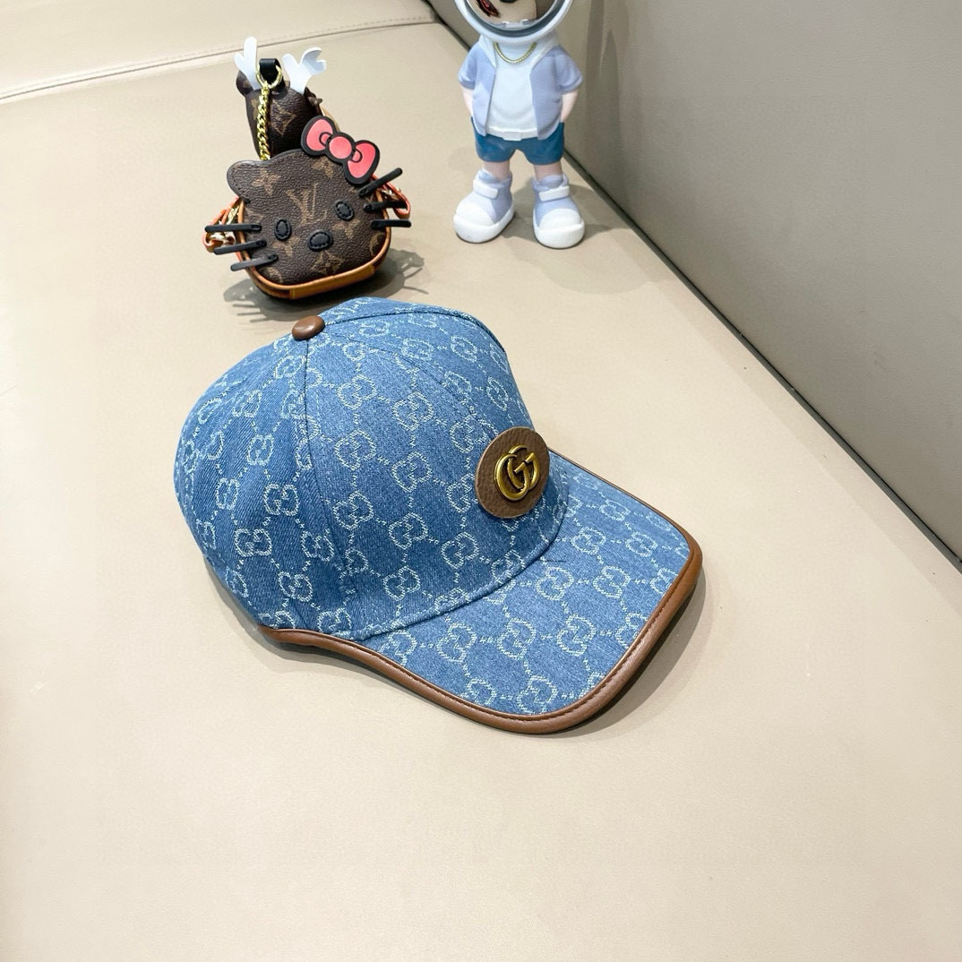  GUCCI古奇棒牛仔皮包边球帽👒 工艺非常精美 高档大气上档次！低调奢华，方便携带！