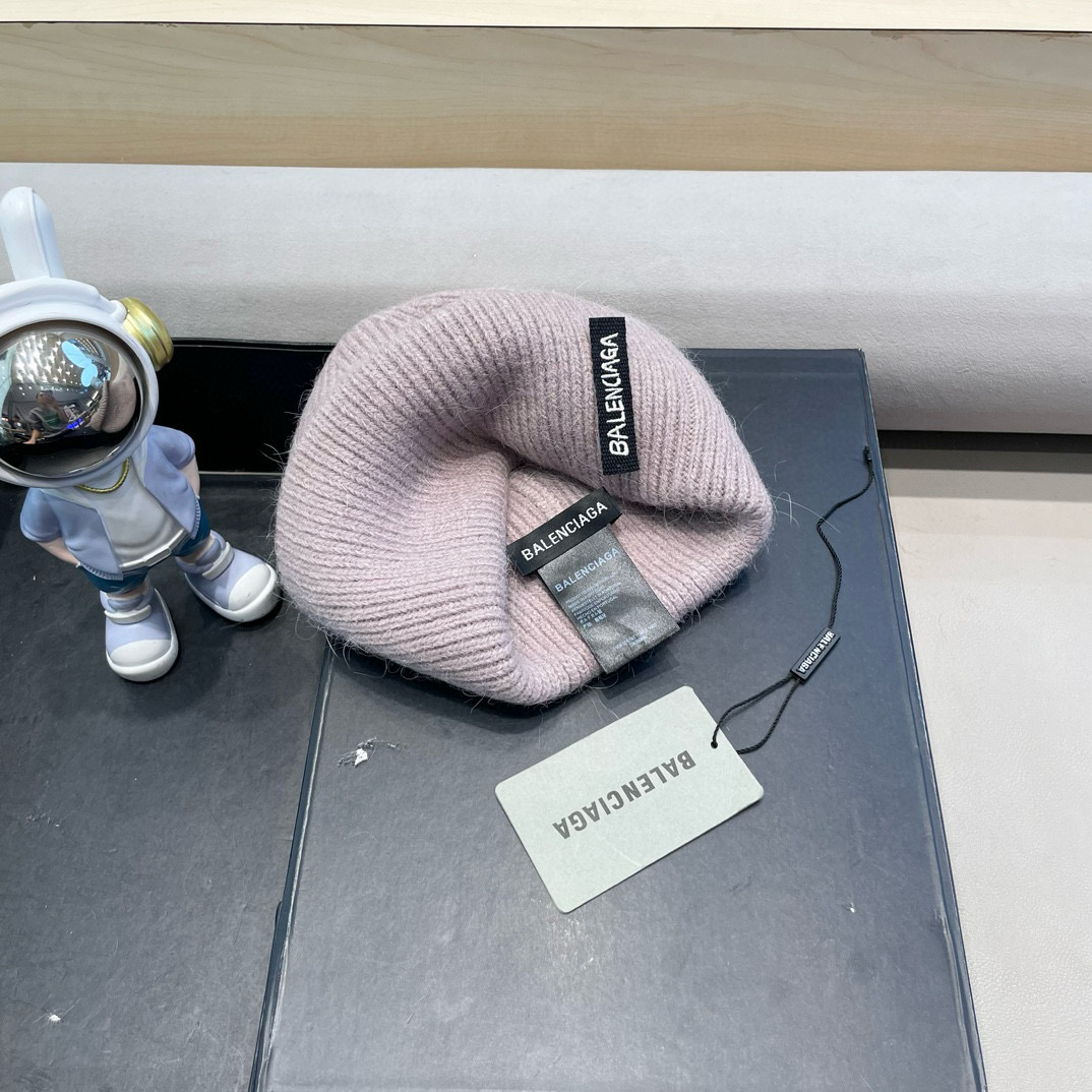 巴黎世家可爱高级感兔毛白色毛线帽子女潮韩版秋冬日系冷帽保暖套头针织帽