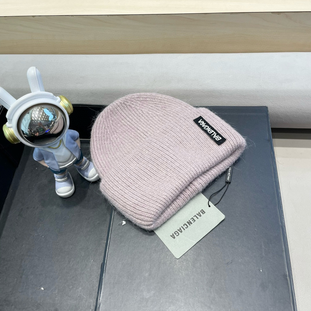 巴黎世家可爱高级感兔毛白色毛线帽子女潮韩版秋冬日系冷帽保暖套头针织帽