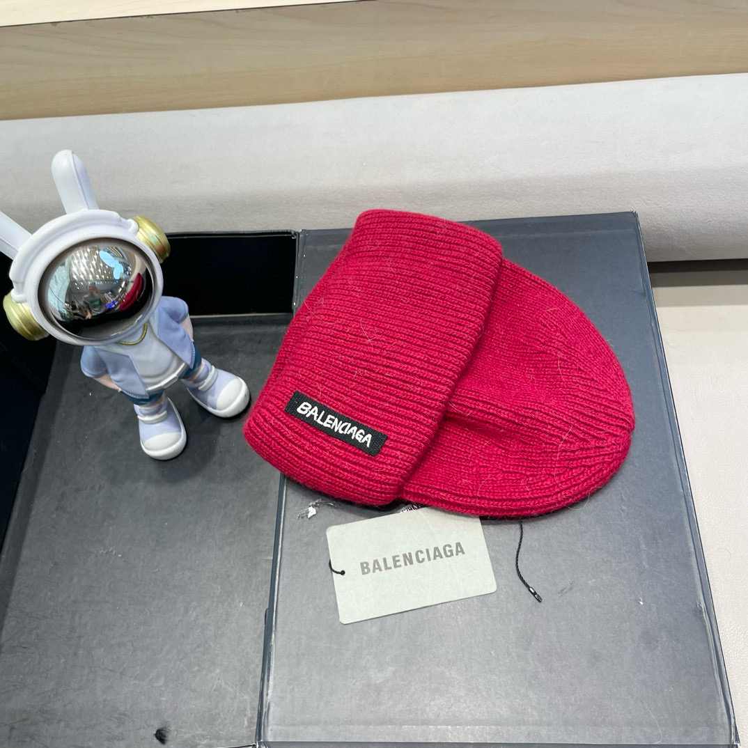 巴黎世家可爱高级感兔毛白色毛线帽子女潮韩版秋冬日系冷帽保暖套头针织帽