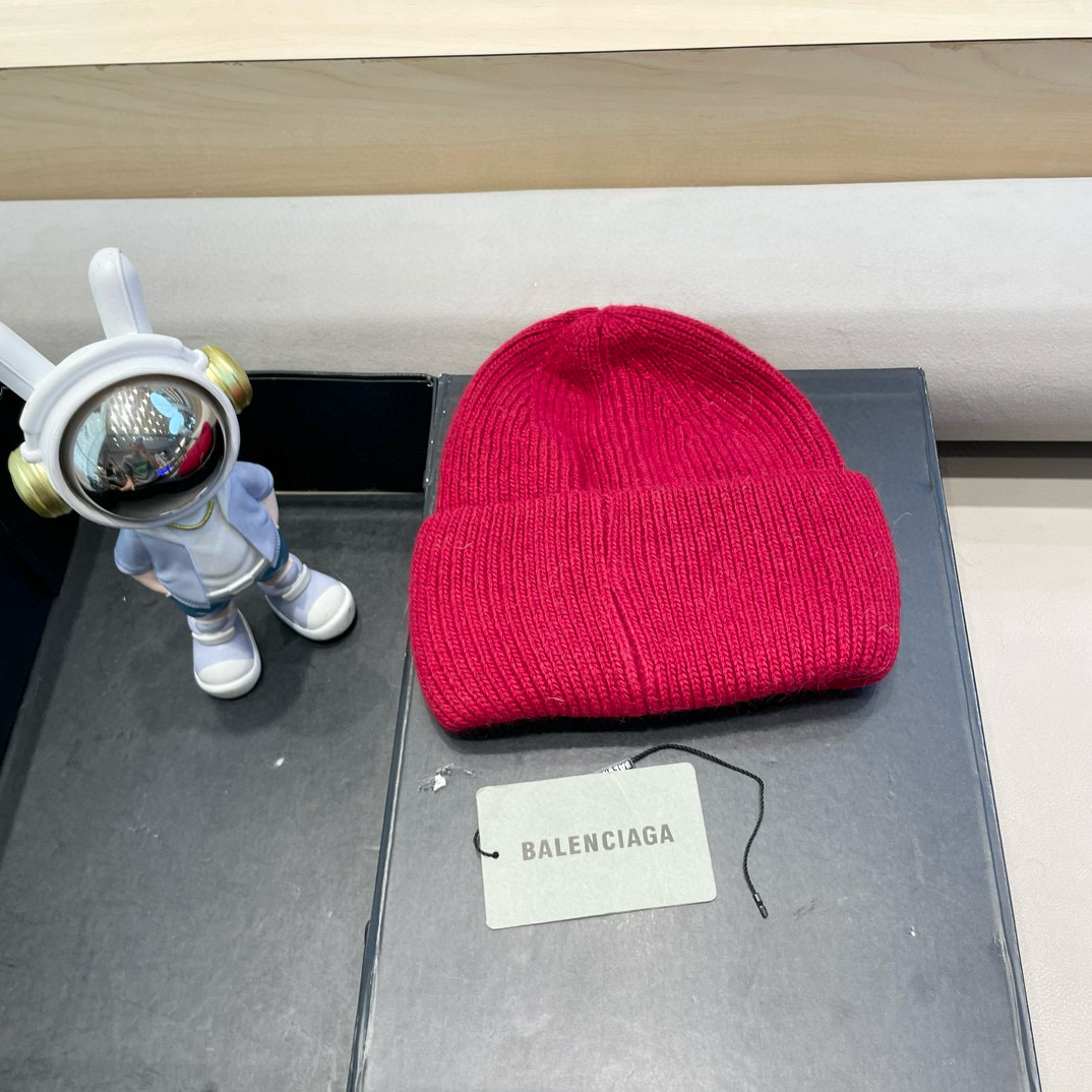 巴黎世家可爱高级感兔毛白色毛线帽子女潮韩版秋冬日系冷帽保暖套头针织帽