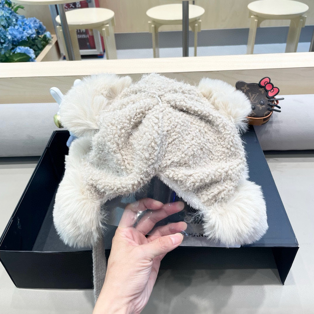 Chanel甜酷小羊羊羔毛发带甜美可爱保暖护耳耳罩女