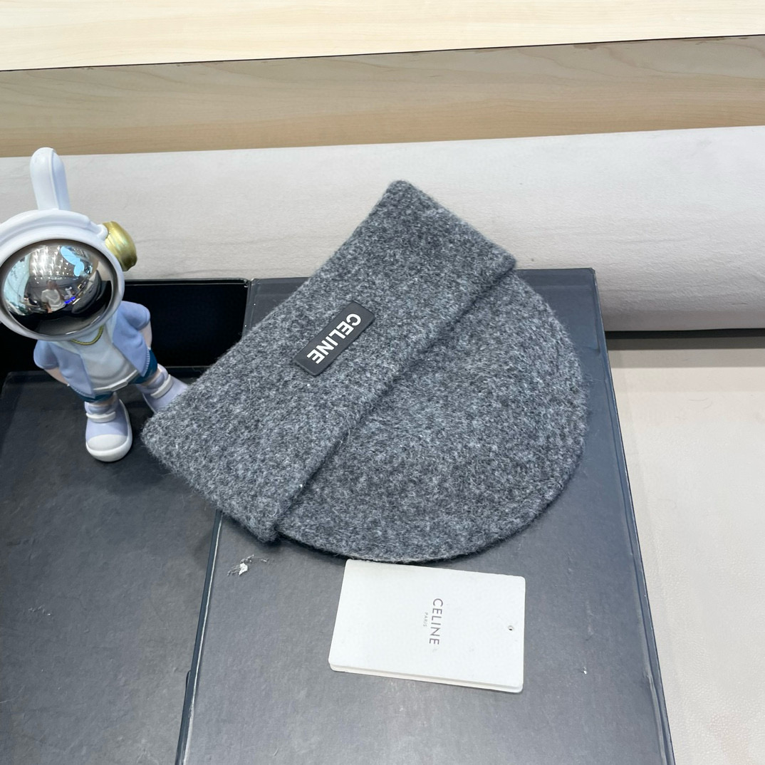 塞琳Celine高级绵羊毛男女纯色时尚百搭针织帽2024冬季亲肤舒适显脸小针织帽