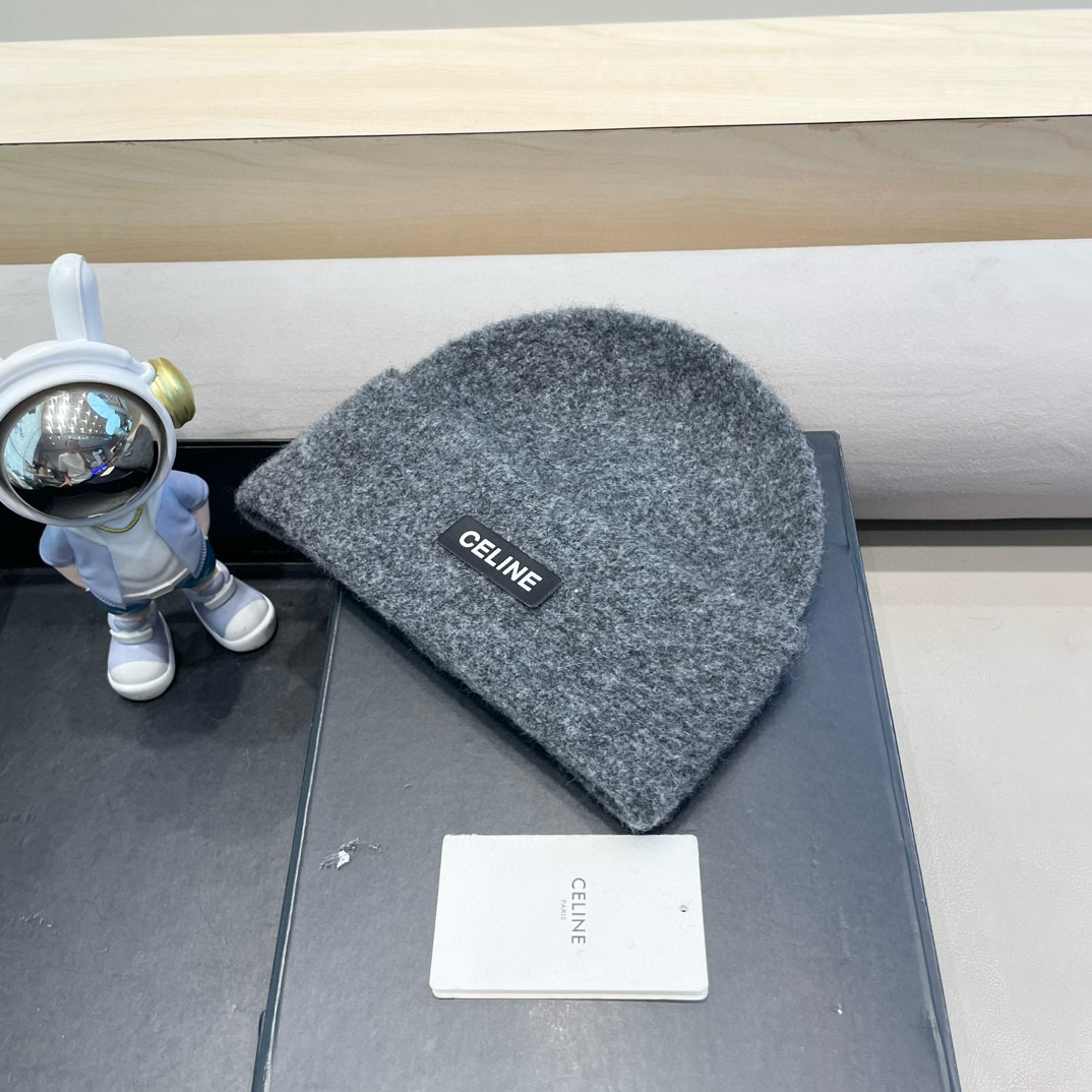 塞琳Celine高级绵羊毛男女纯色时尚百搭针织帽2024冬季亲肤舒适显脸小针织帽