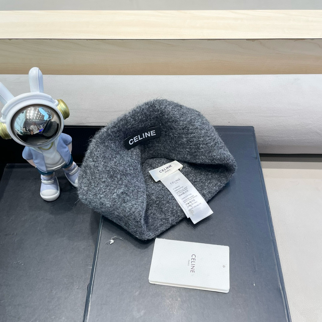 塞琳Celine高级绵羊毛男女纯色时尚百搭针织帽2024冬季亲肤舒适显脸小针织帽