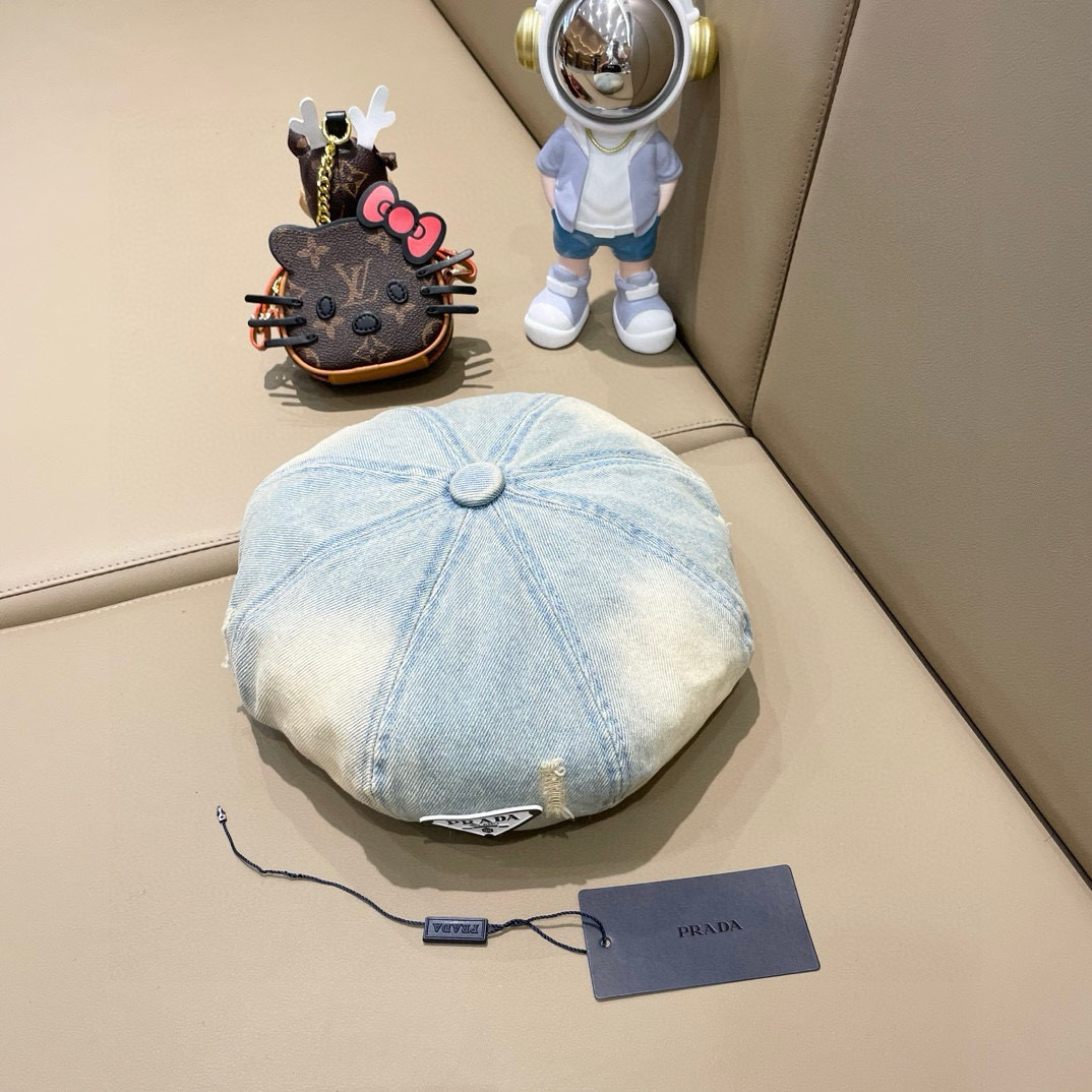 NO:219727,Prada Prada new octagonal denim beret women spring and summer retro temperament blue painter hat cloud bud hat hat fisherman hat baseball hat knit hat, hat, prada, prada, espadrilles, hats19860909普拉达Prada新款八角牛仔贝雷帽女春夏季复古气质蓝色画家帽云朵蓓蕾帽子帽子渔夫帽棒球帽针织帽,帽子,prada,prada,espadrilles,hats,hat