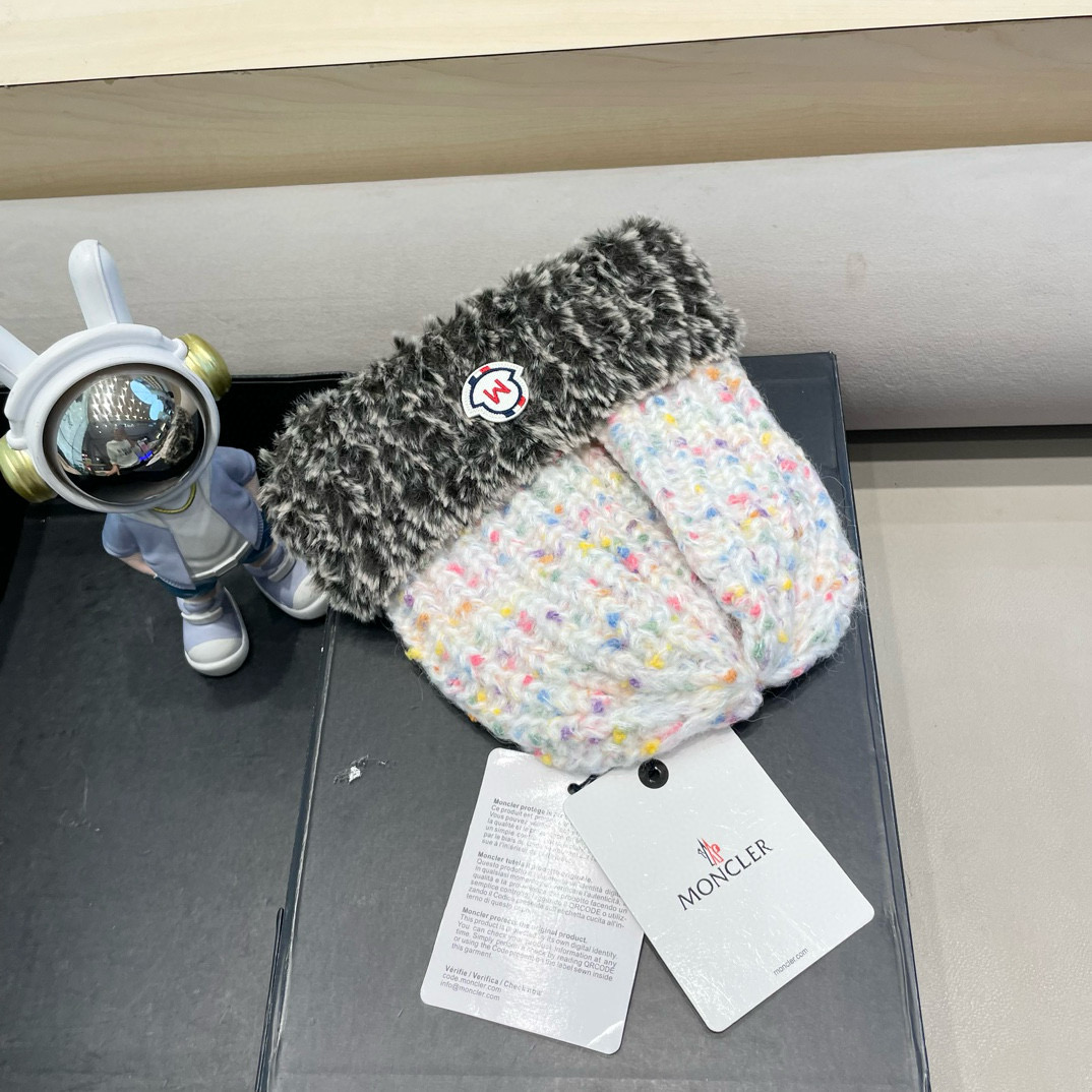 moncler帽子女冬季毛绒保暖防寒毛绒混纺针织毛线帽韩版潮流显脸小包头帽