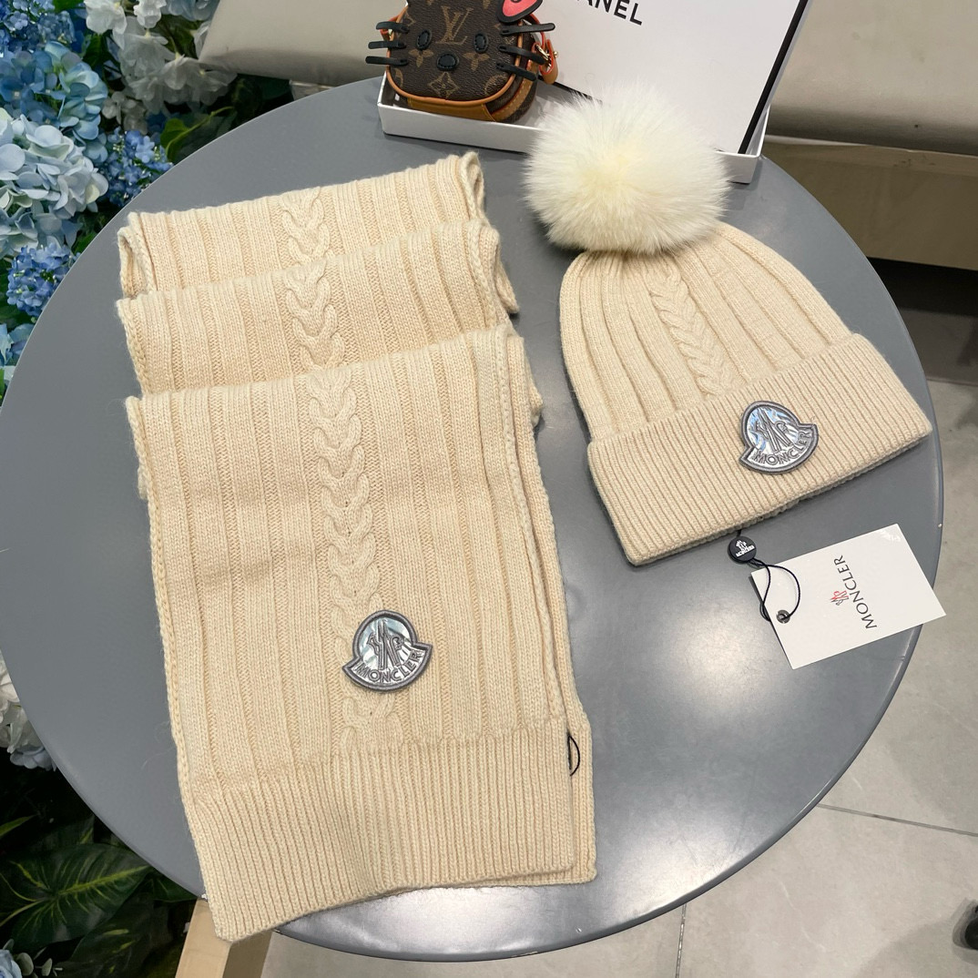 Moncler Wool Rabbit Hat and Scarf Set for Stylish Warmth – Unisex Couples’ Qazi Collection - 图片 5