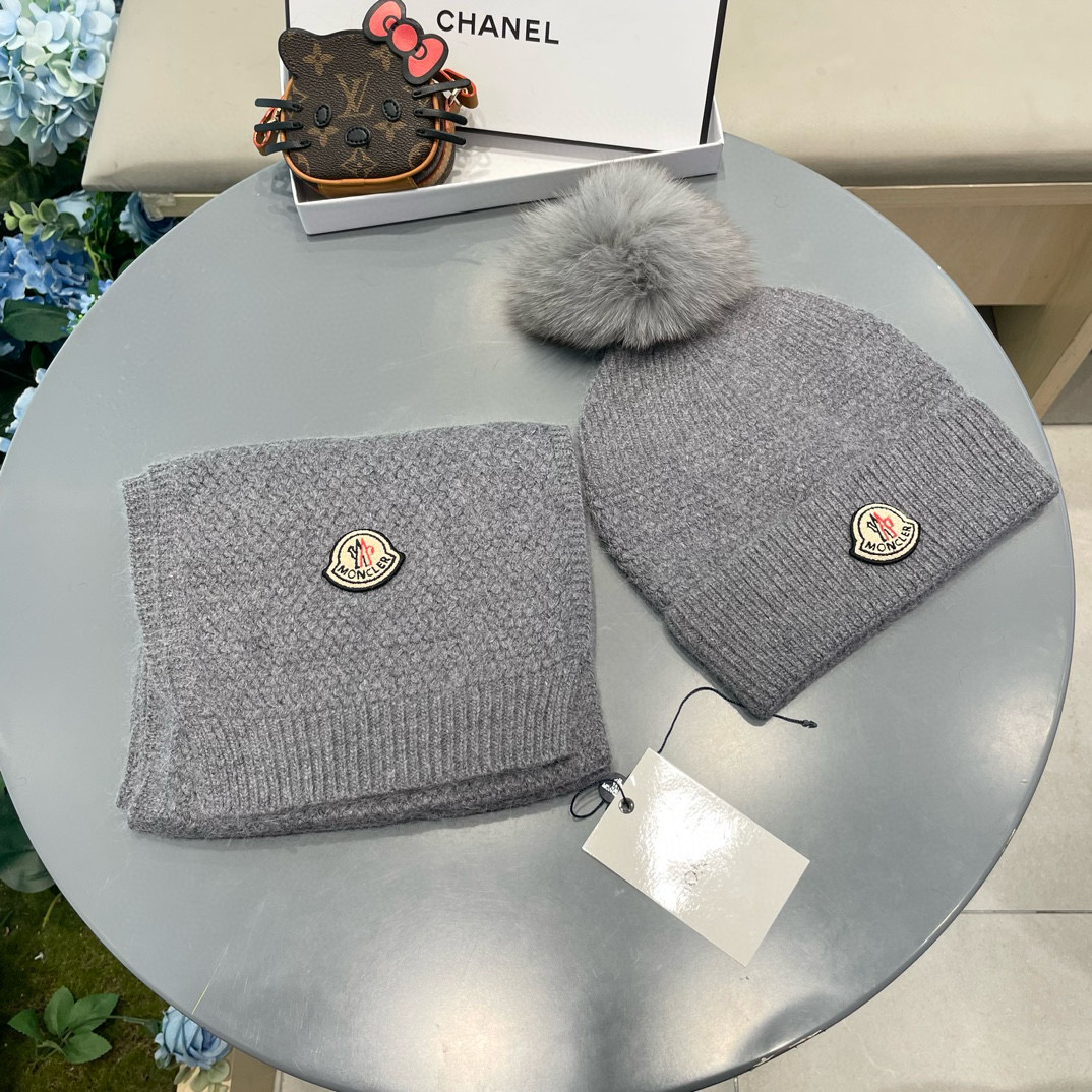 “Classic Wool Rabbit Hat and Scarf Set for Warmth and Style” - 图片 2