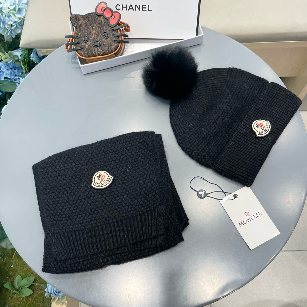“Classic Wool Rabbit Hat and Scarf Set for Warmth and Style” - 图片 2