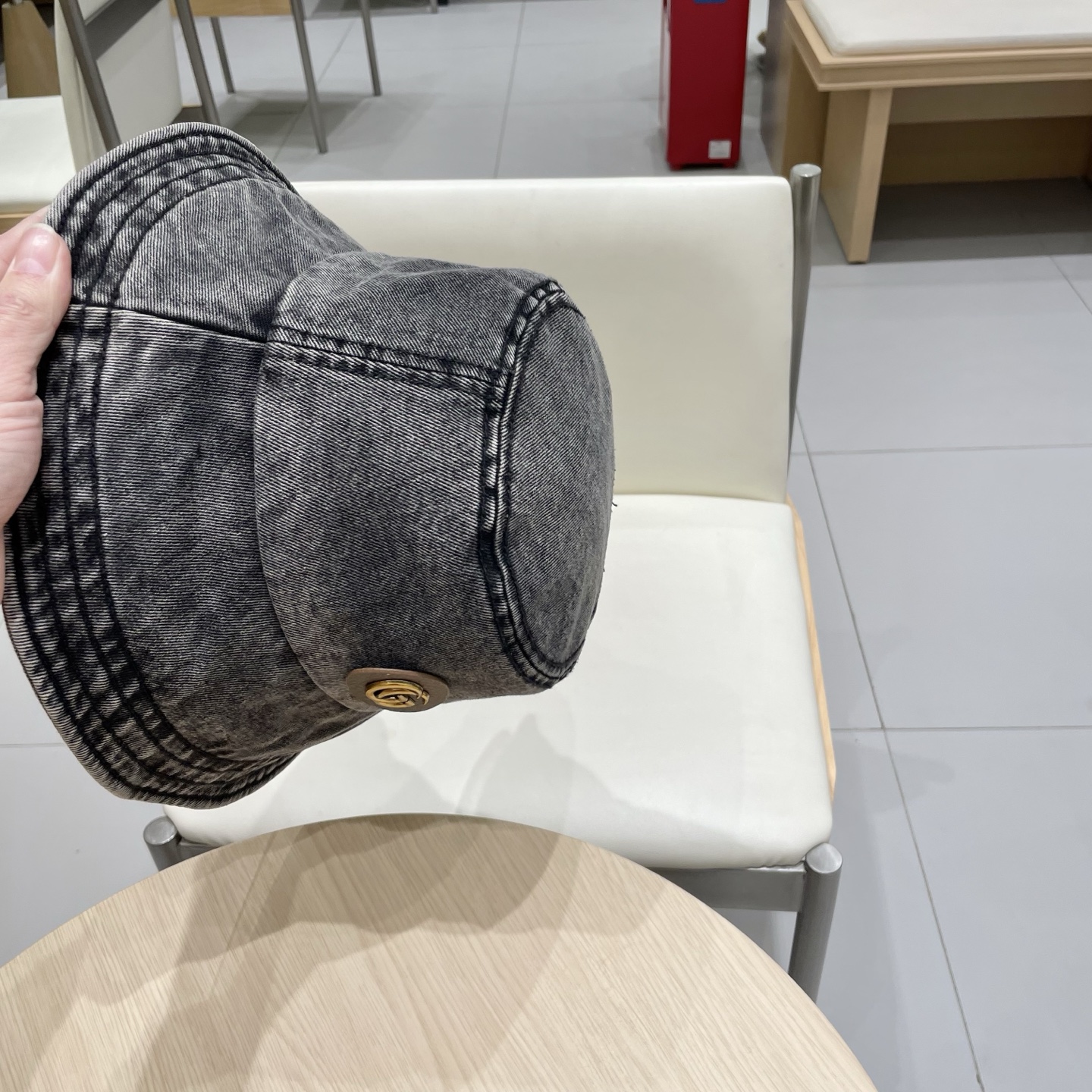   古奇Gucci渔夫帽春夏季百搭时尚牛仔水洗毛边帽子女日系防晒遮阳盆帽现货