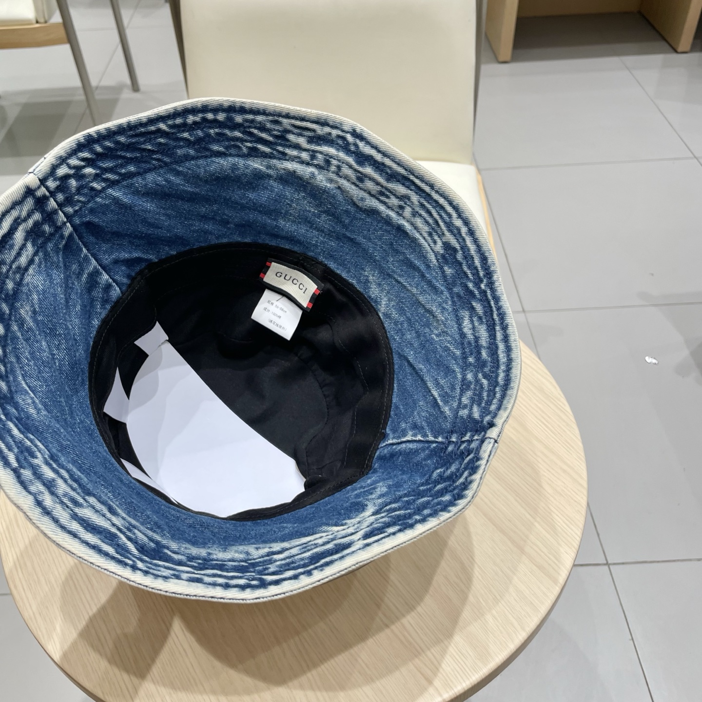   古奇Gucci渔夫帽春夏季百搭时尚牛仔水洗毛边帽子女日系防晒遮阳盆帽现货