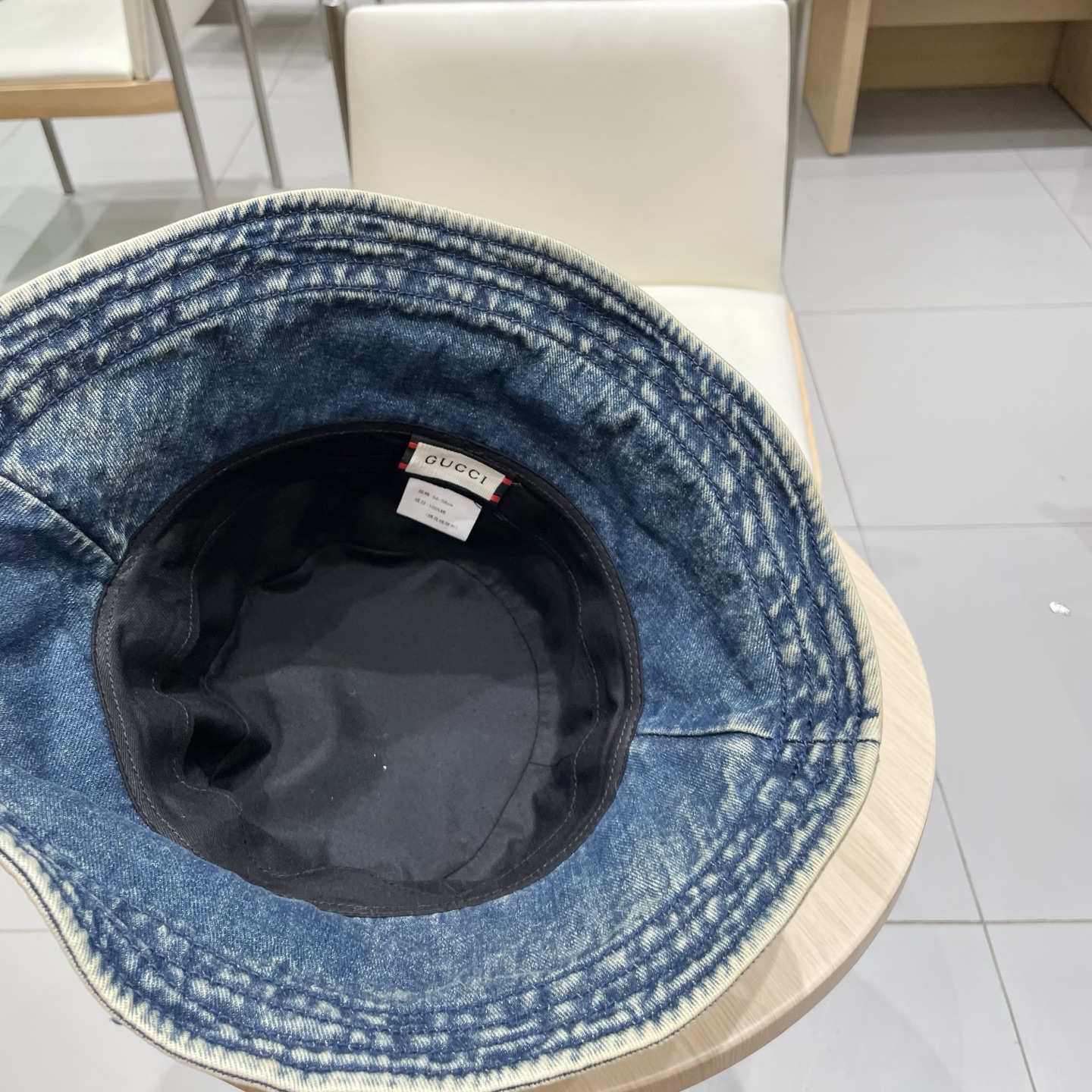   古奇Gucci渔夫帽春夏季百搭时尚牛仔水洗毛边帽子女日系防晒遮阳盆帽现货