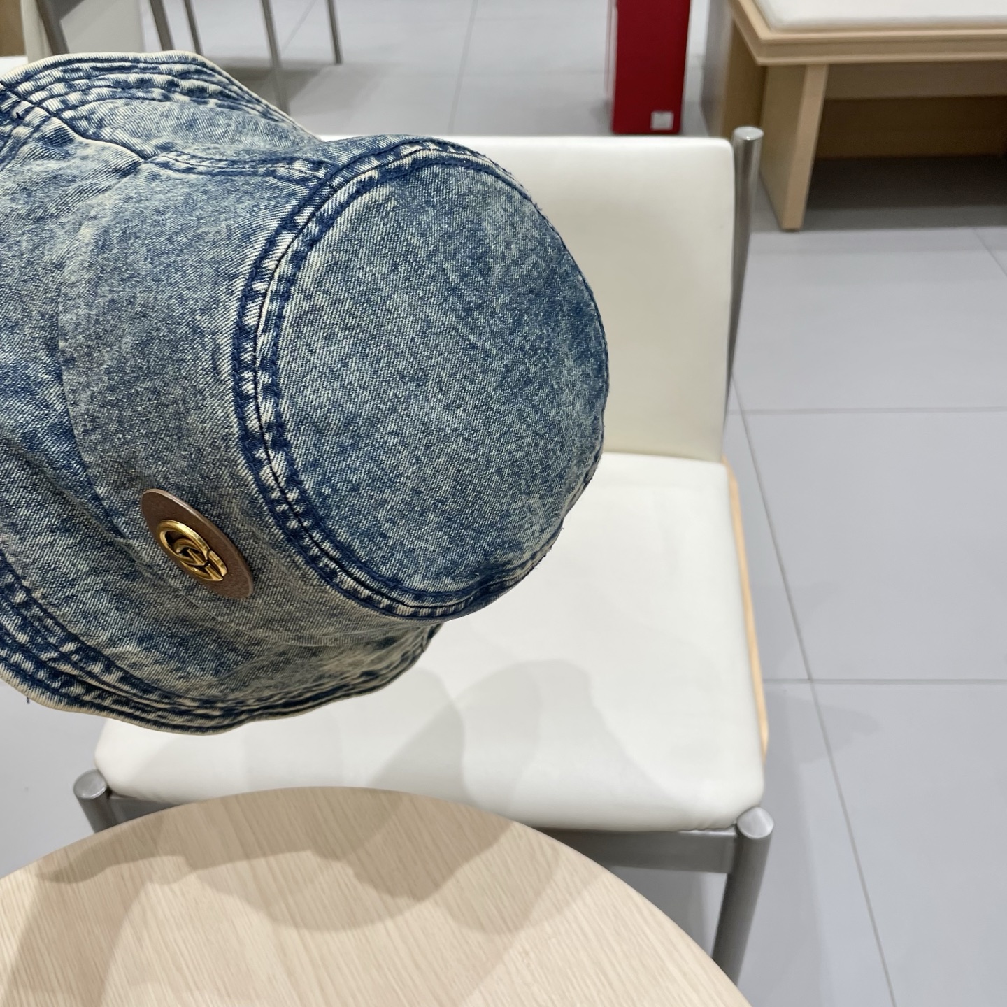   古奇Gucci渔夫帽春夏季百搭时尚牛仔水洗毛边帽子女日系防晒遮阳盆帽现货