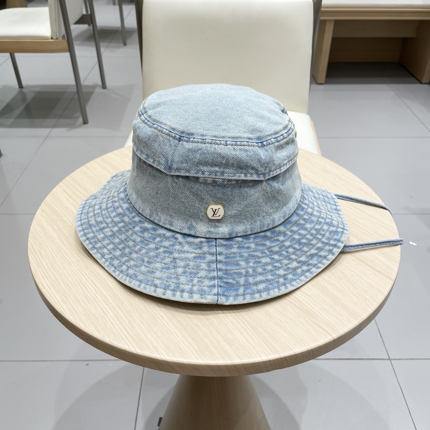  上新！路易威登 LouisVuitton日系复古水洗牛仔渔夫帽子女新款百搭显脸小大头围情侣水桶帽男生