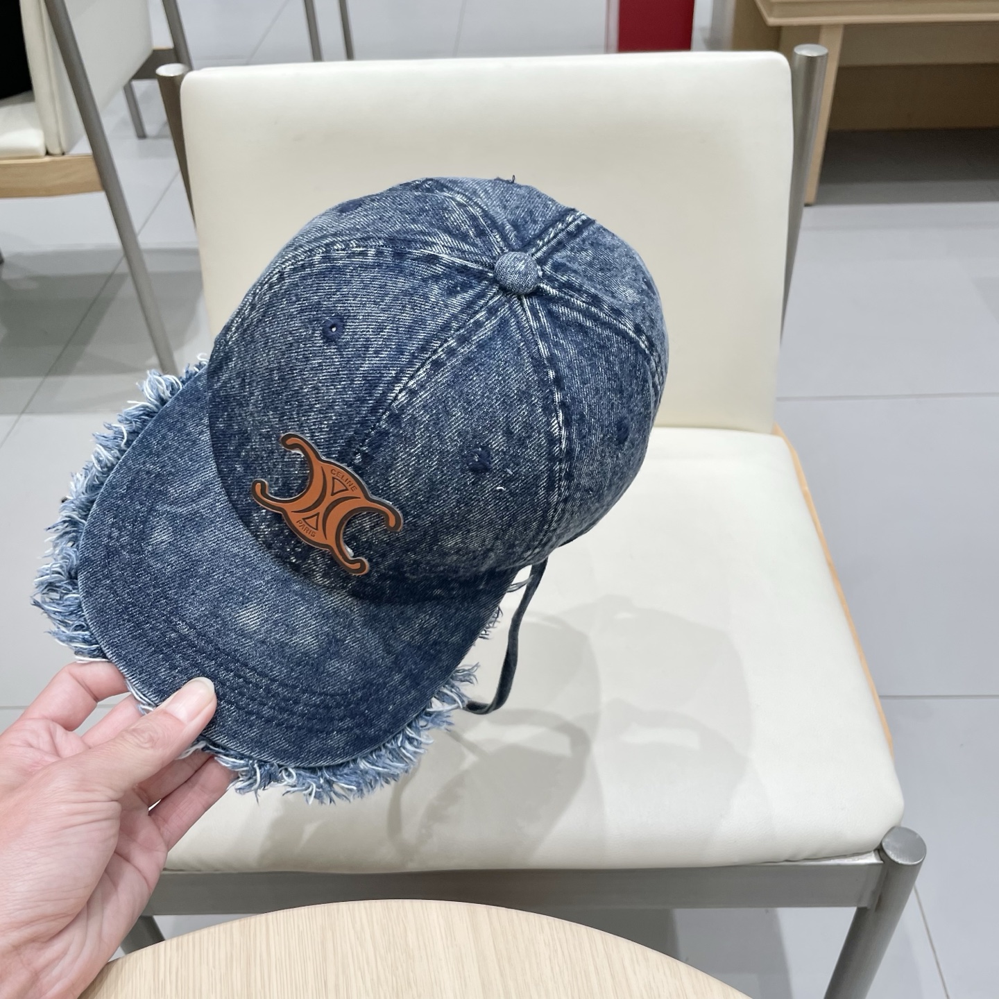  塞琳celine牛仔鸭舌帽子女洗水做旧毛边棒球帽时尚个性百搭帽子男