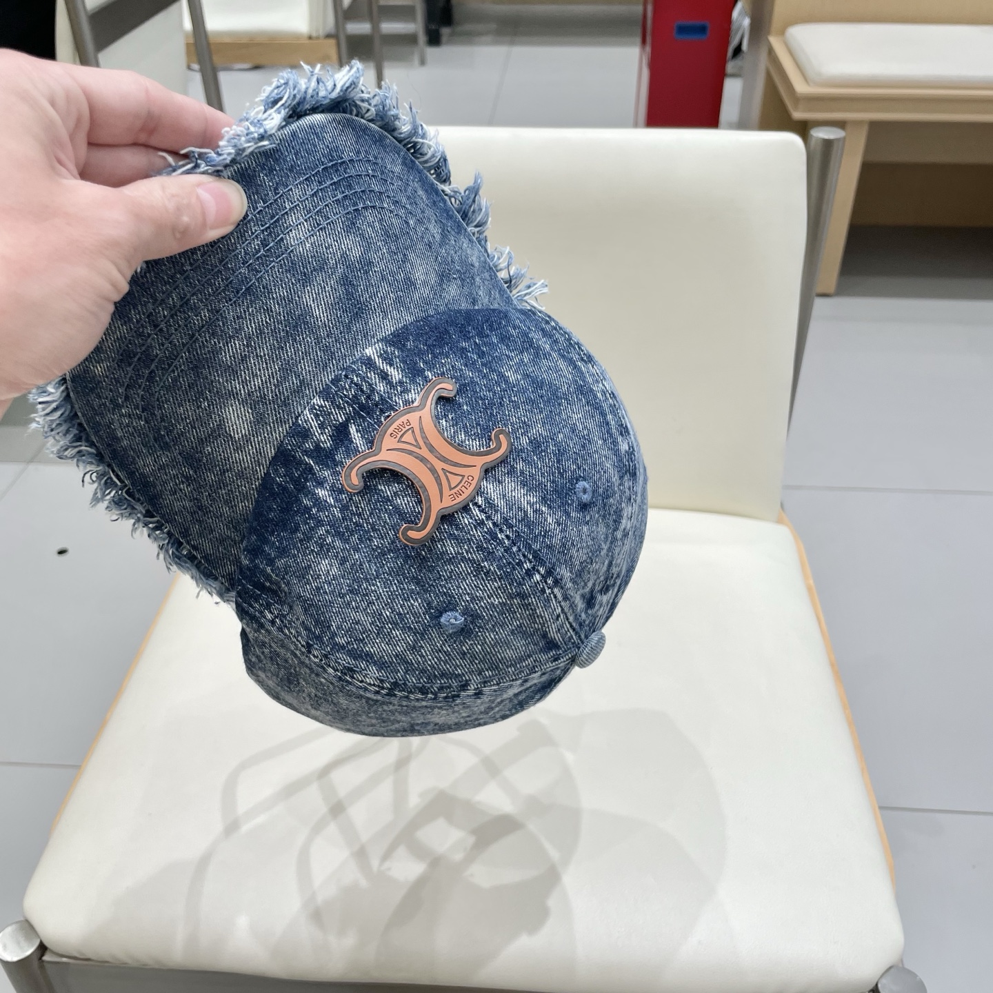  塞琳celine牛仔鸭舌帽子女洗水做旧毛边棒球帽时尚个性百搭帽子男