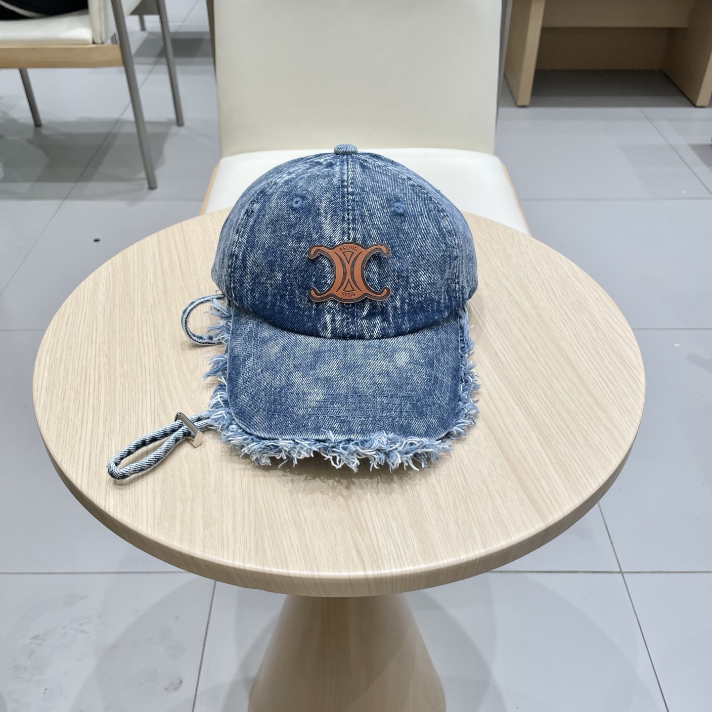  塞琳celine牛仔鸭舌帽子女洗水做旧毛边棒球帽时尚个性百搭帽子男