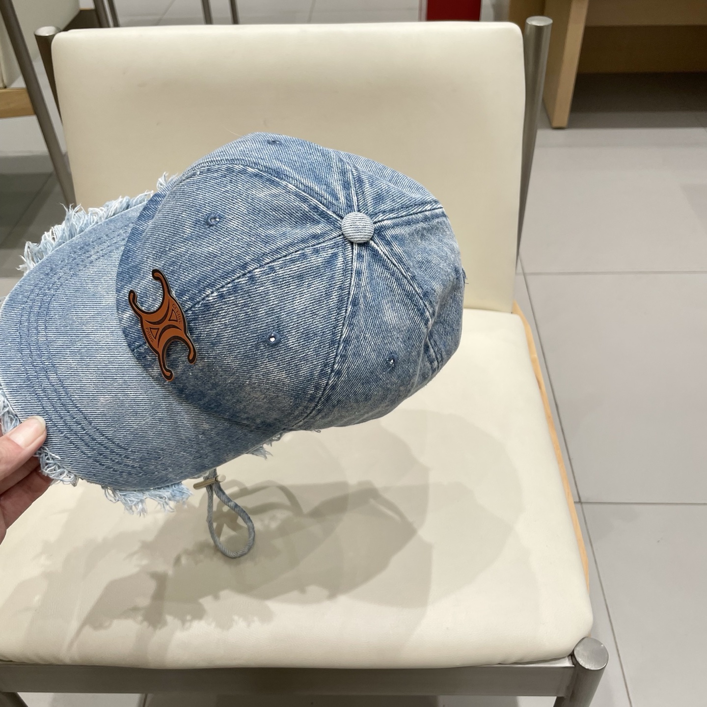  塞琳celine牛仔鸭舌帽子女洗水做旧毛边棒球帽时尚个性百搭帽子男